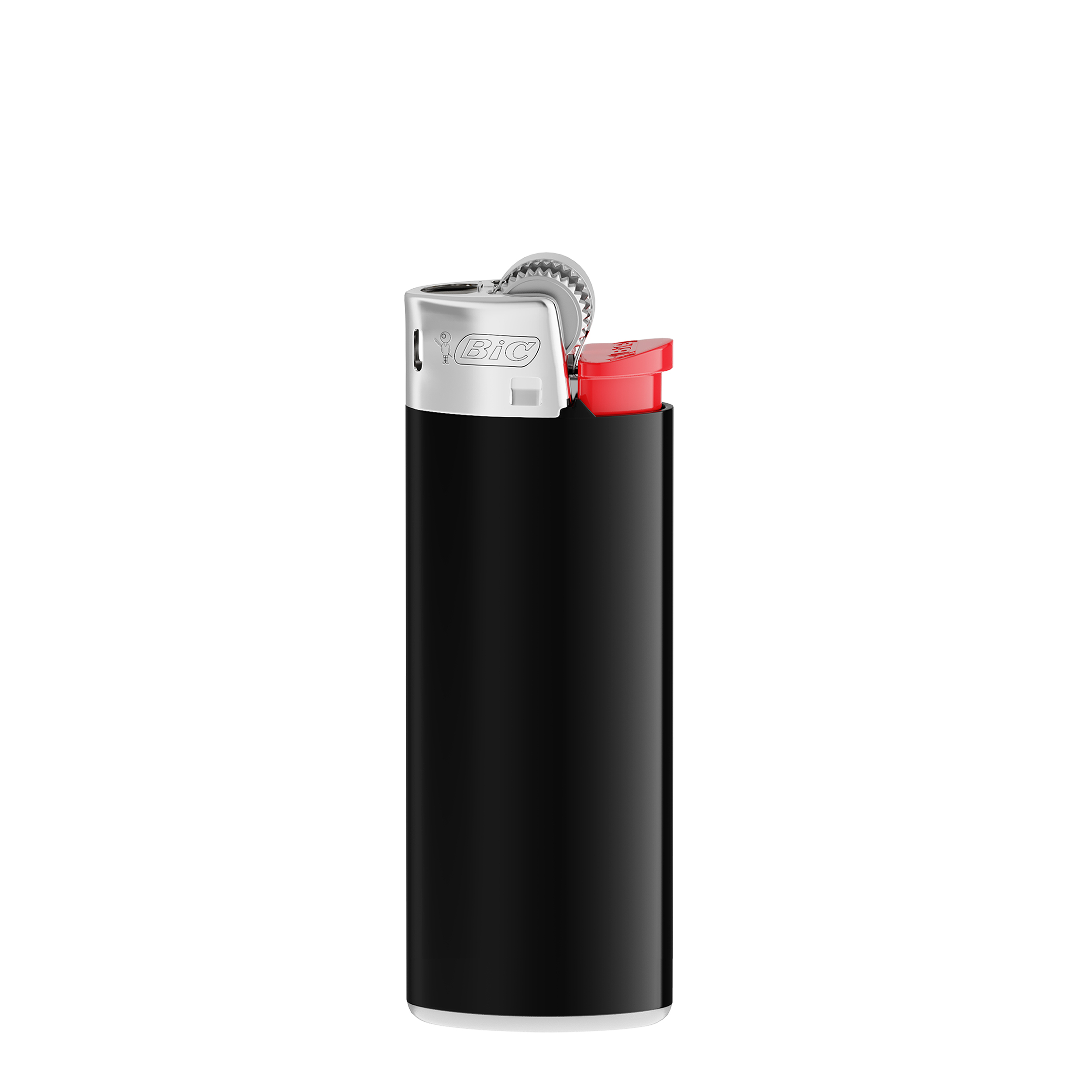 Briquet personnalisé BIC® J25 Standard Briquet noir + Bas blanc + Bouton rouge
